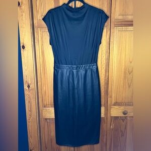 Express Dress Satin Top Faux Leather Bottom